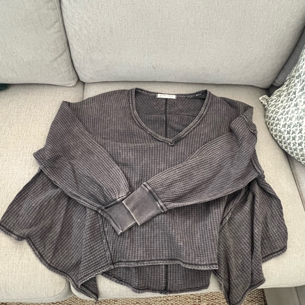 We The Free Textured Gray Top